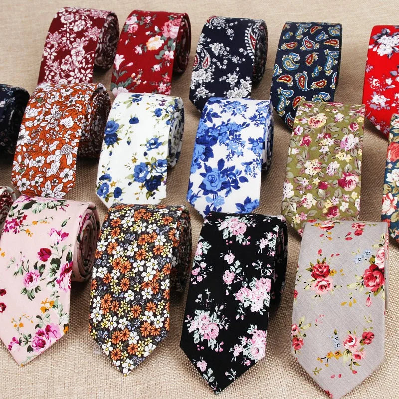 Classic Men's Flower Ties Handmade Cotton Tie For Men 6CM Narrow Floral Neckties Gift Wedding Party Casual Gravatas Paisley Tie
